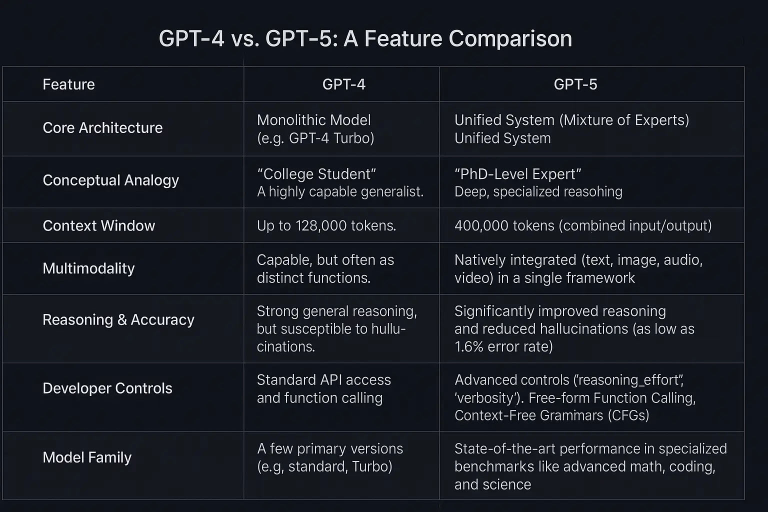 GPT-4 vs. GPT-5 A Feature Comparison